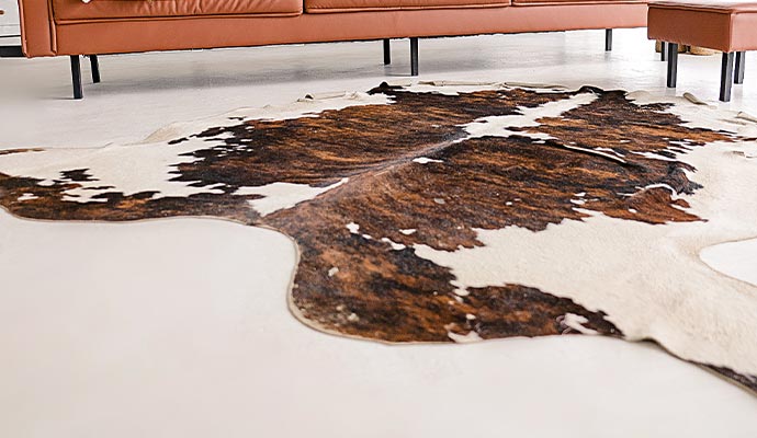 cowhide rugs on floor